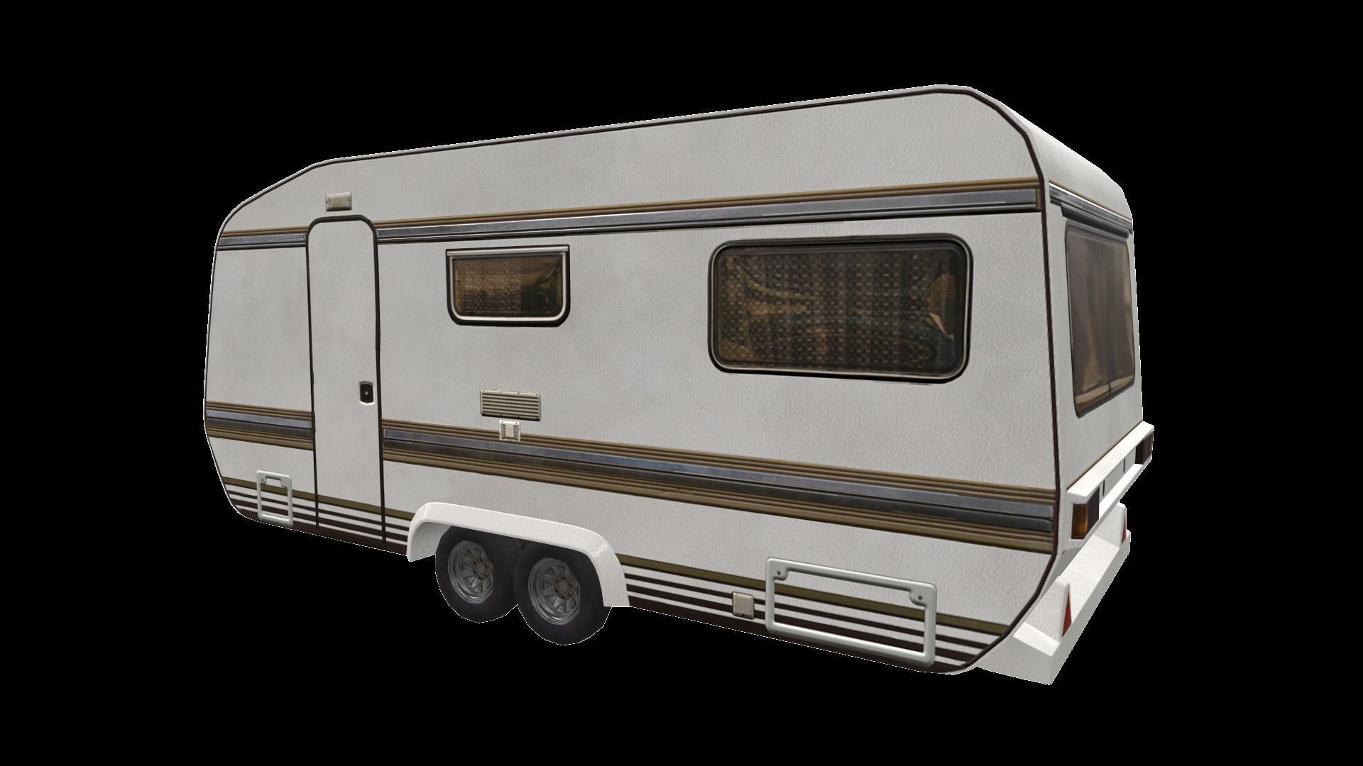 PBR Caravan Lowpoly camper trailer Low-poly 3D model_15