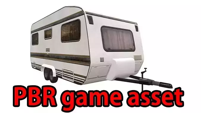 PBR Caravan Lowpoly camper trailer Low-poly 3D model