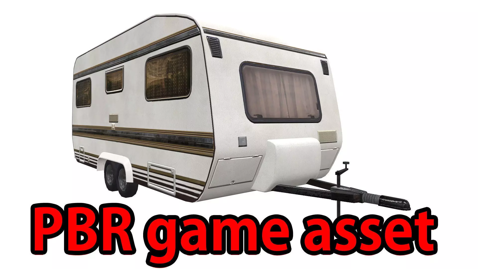 PBR Caravan Lowpoly camper trailer Low-poly 3D model_0