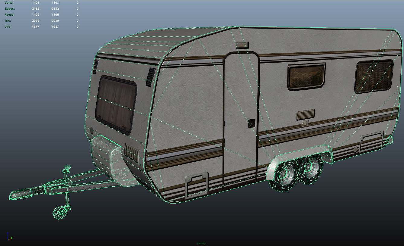 PBR Caravan Lowpoly camper trailer Low-poly 3D model_23