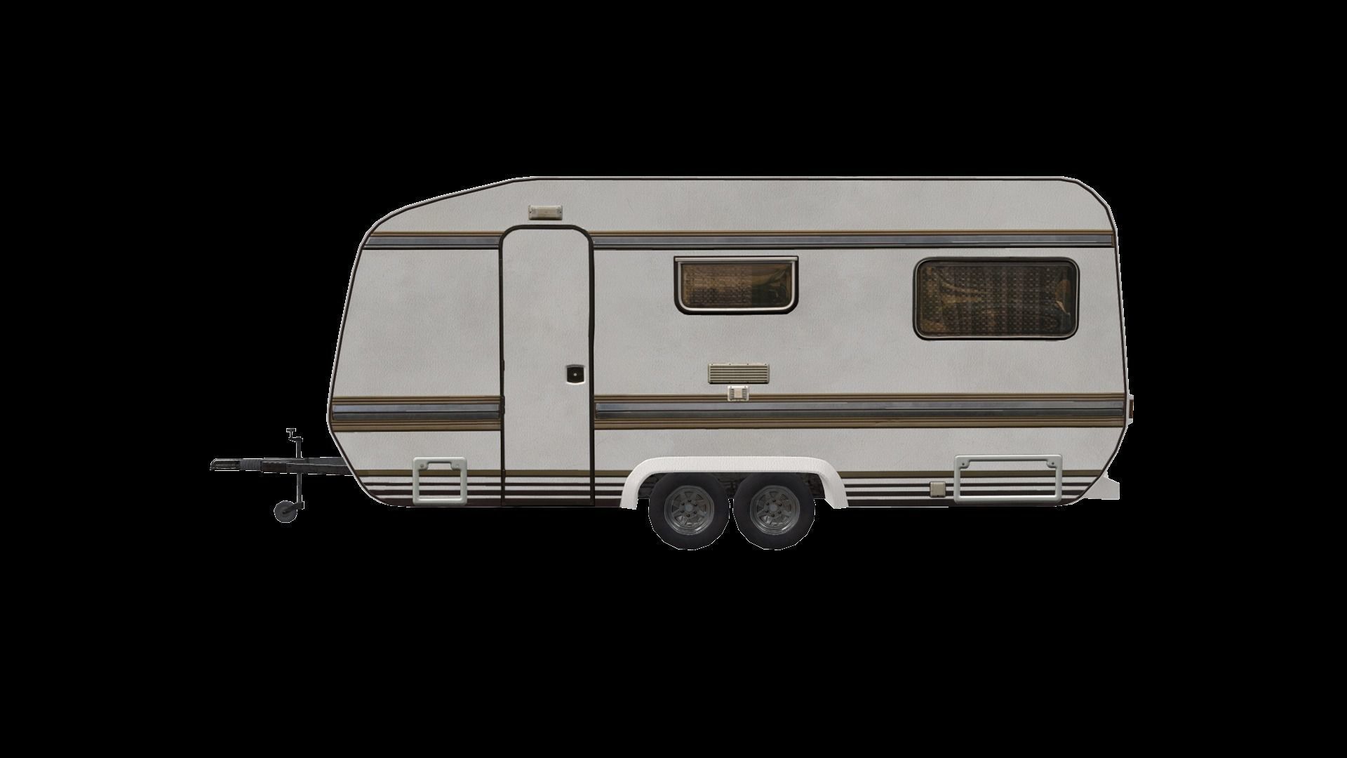 PBR Caravan Lowpoly camper trailer Low-poly 3D model_2