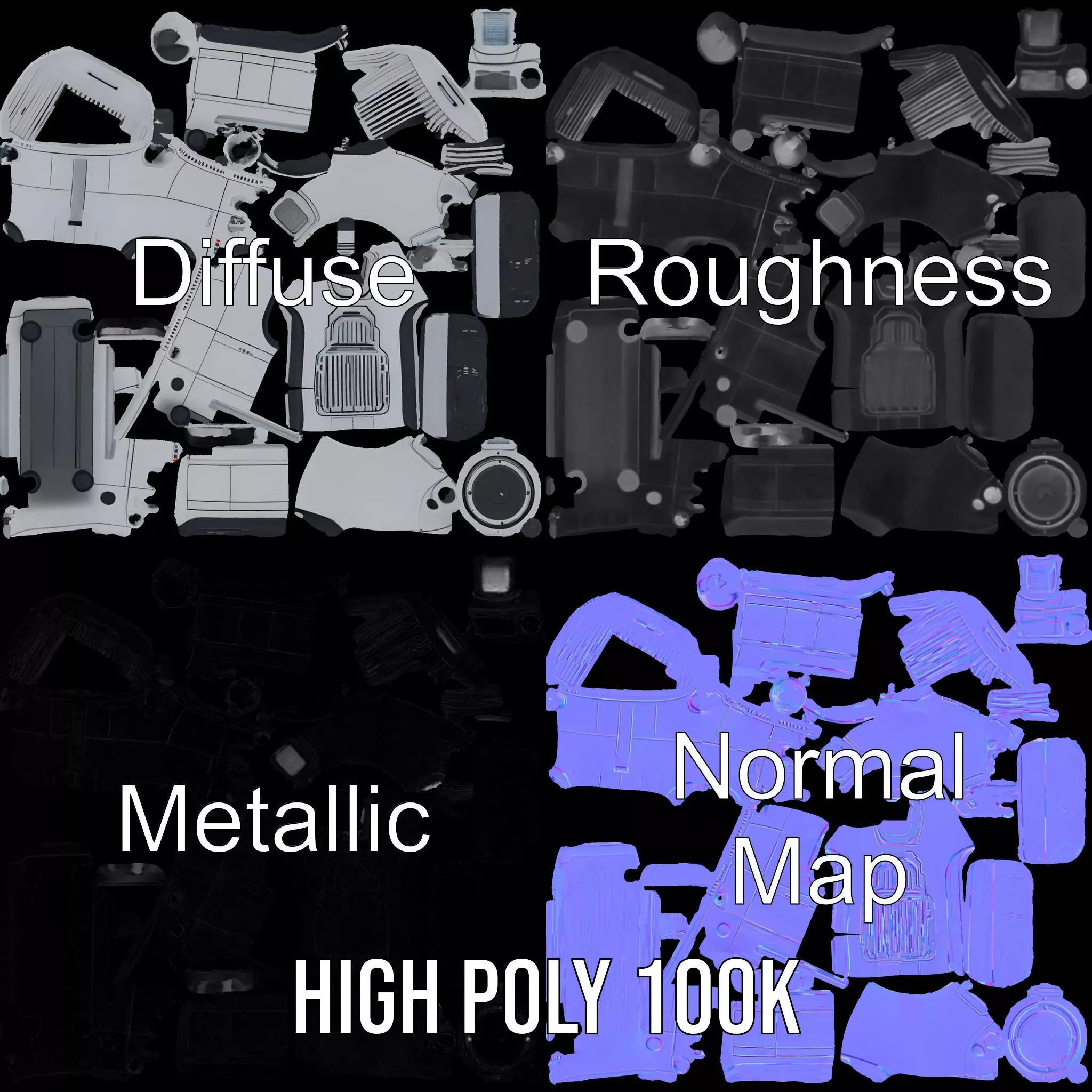 Futuristic Speaker Model Pack with HighTech Design Low-poly 3D model_4