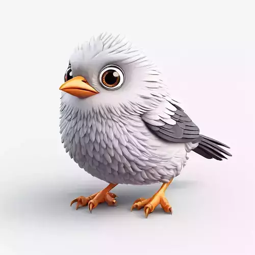 Adorable Cartoon Baby Bird 3D Model Low-poly 3D model