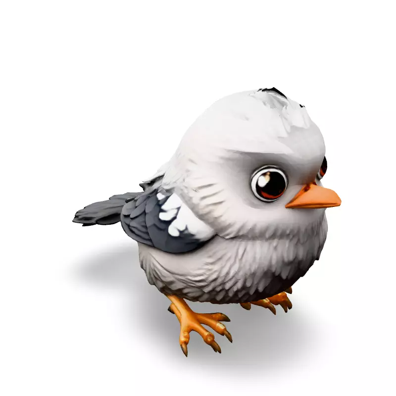 Adorable Cartoon Baby Bird 3D Model Low-poly 3D model_2