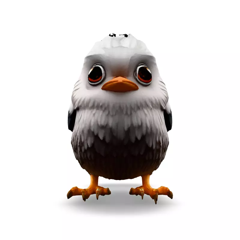 Adorable Cartoon Baby Bird 3D Model Low-poly 3D model_3