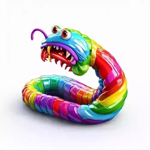 Rainbow Monster Worm 3D Model