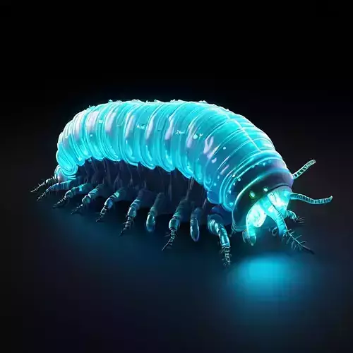 Bioluminescent Alien Worm 3D Model Low-poly 3D model