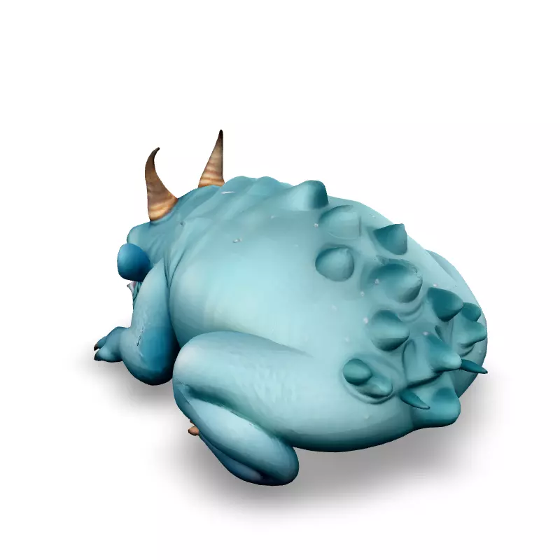 Sleepy Grumpy Blue Monster 3D Model Low-poly 3D model_4
