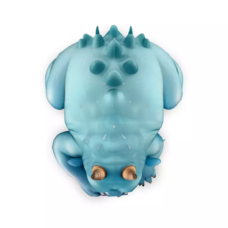 Sleepy Grumpy Blue Monster 3D Model Low-poly 3D model_7