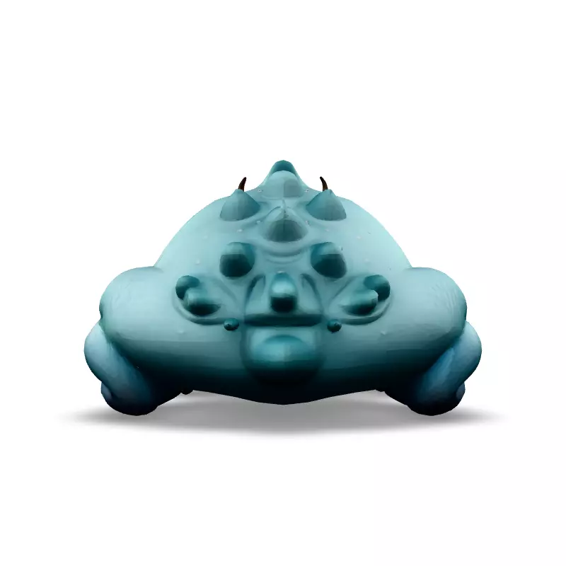 Sleepy Grumpy Blue Monster 3D Model Low-poly 3D model_6