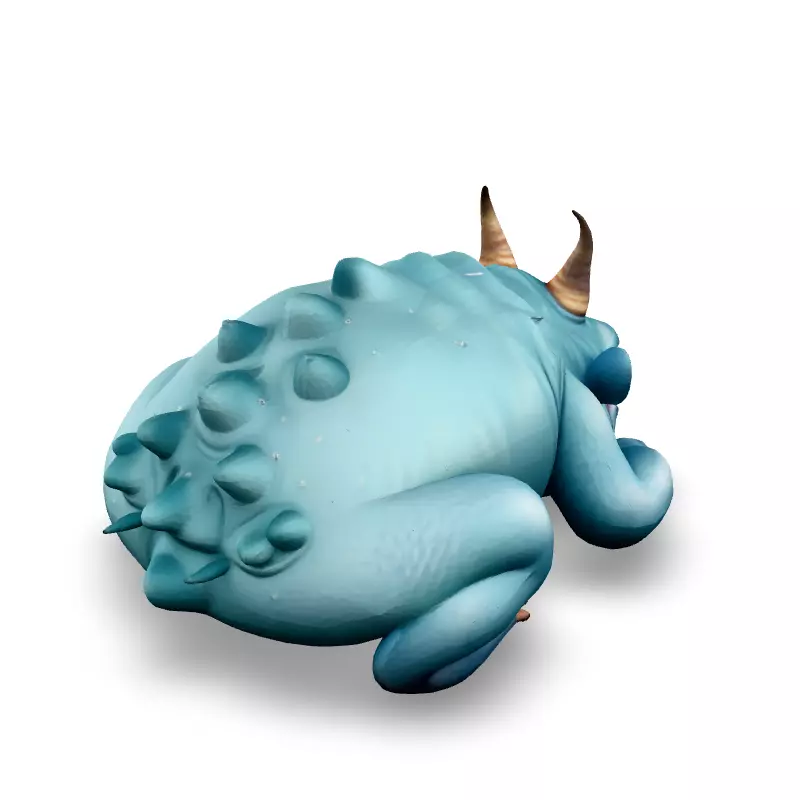 Sleepy Grumpy Blue Monster 3D Model Low-poly 3D model_5