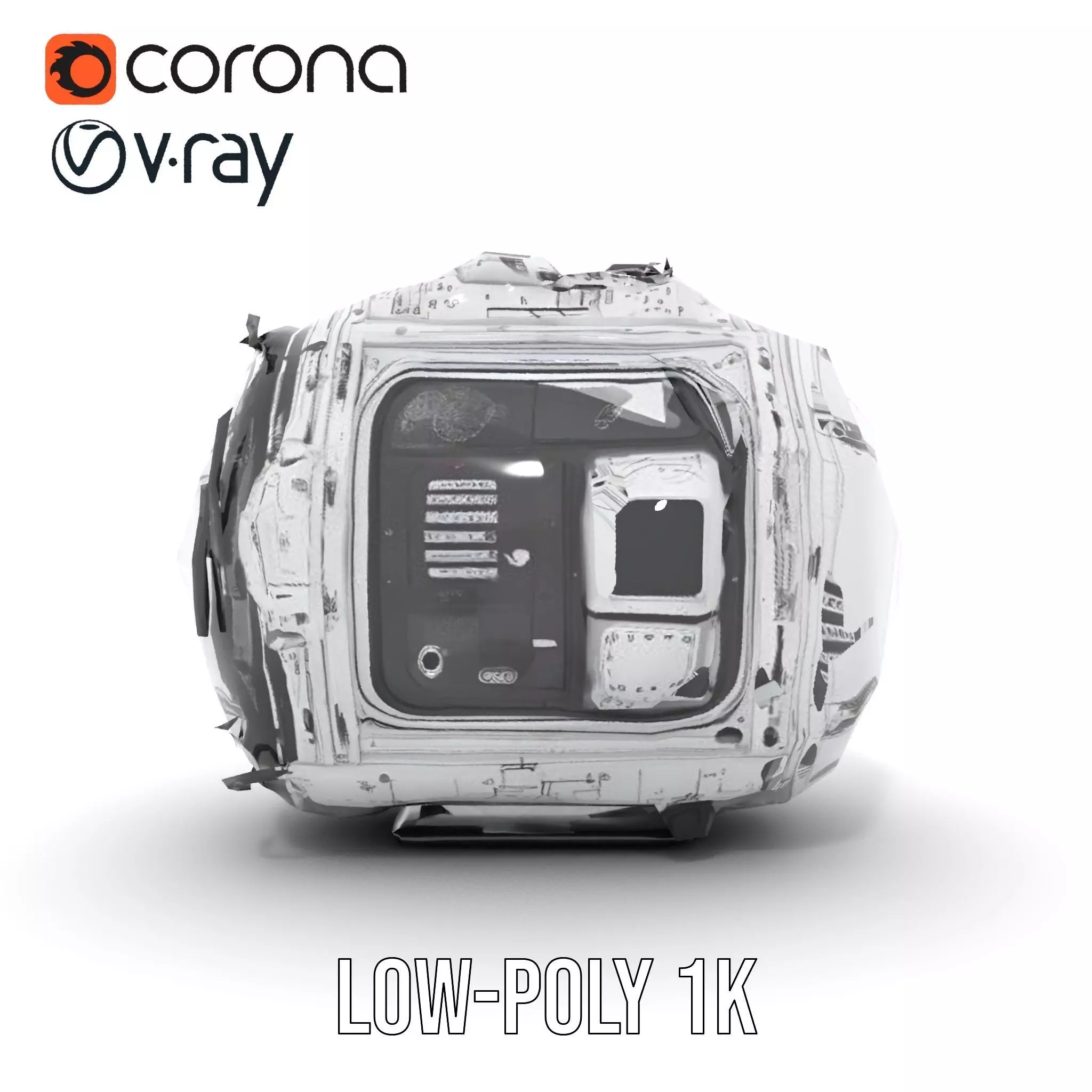 Futuristic Space Pod model pack Low-poly 3D model_25