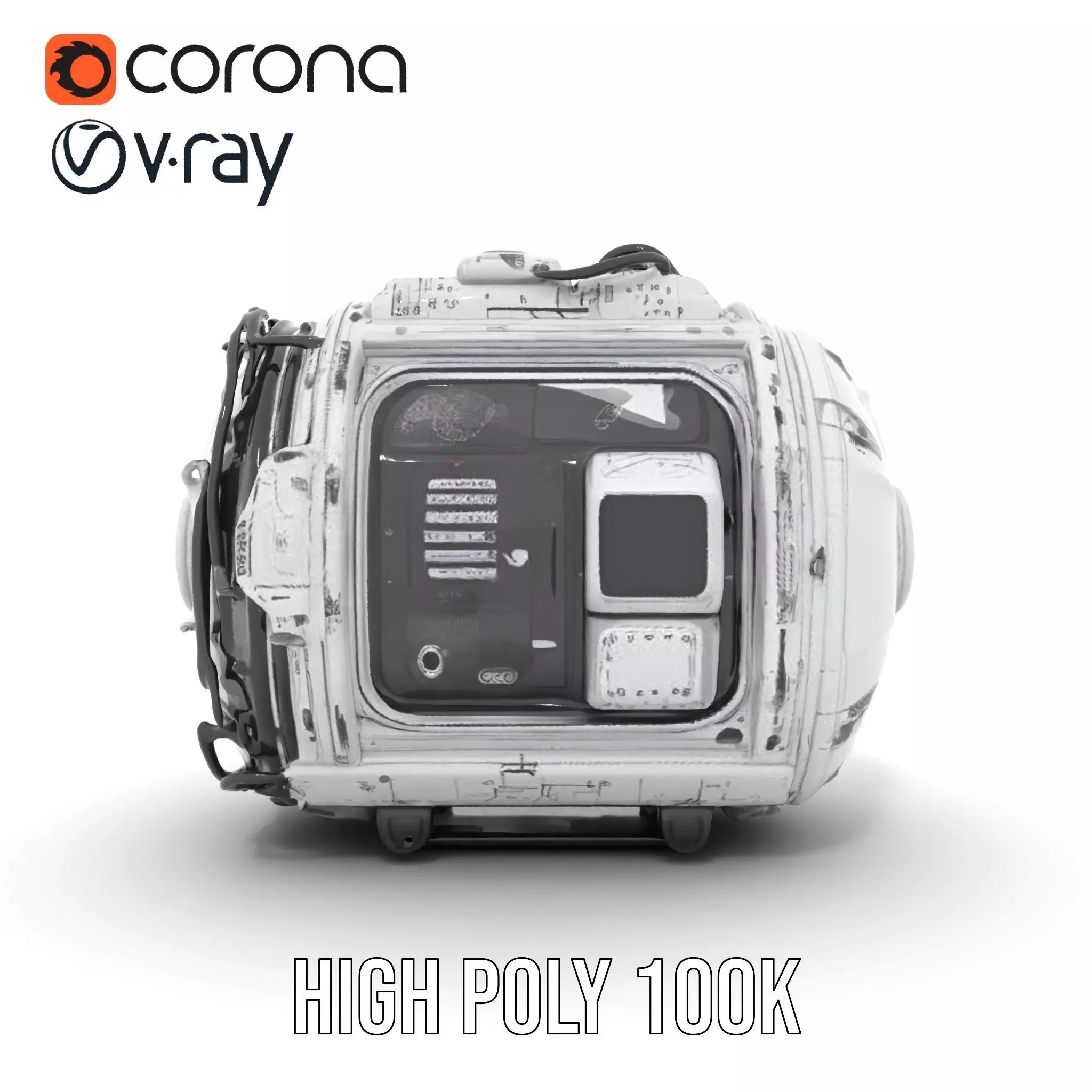 Futuristic Space Pod model pack Low-poly 3D model_33