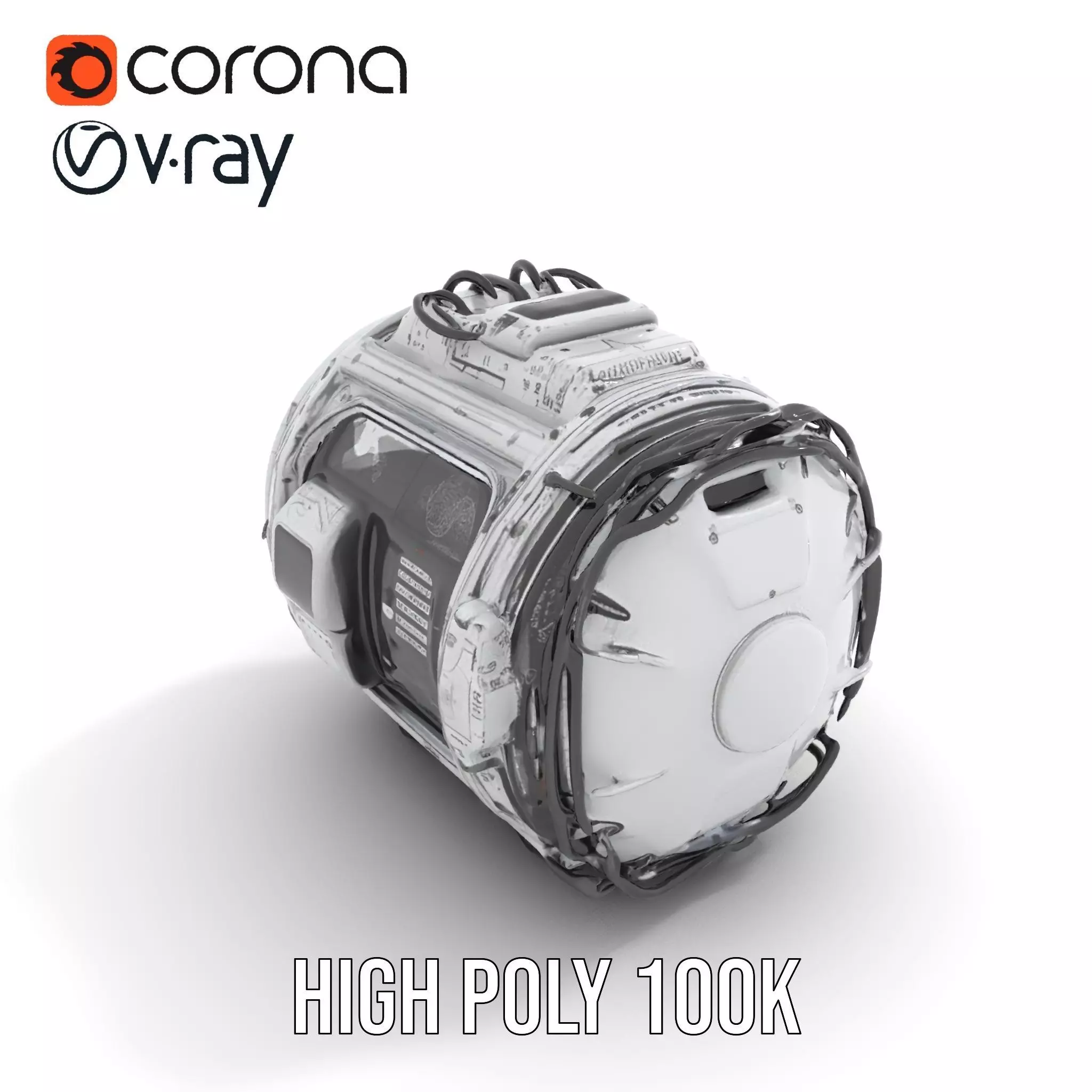 Futuristic Space Pod model pack Low-poly 3D model_16