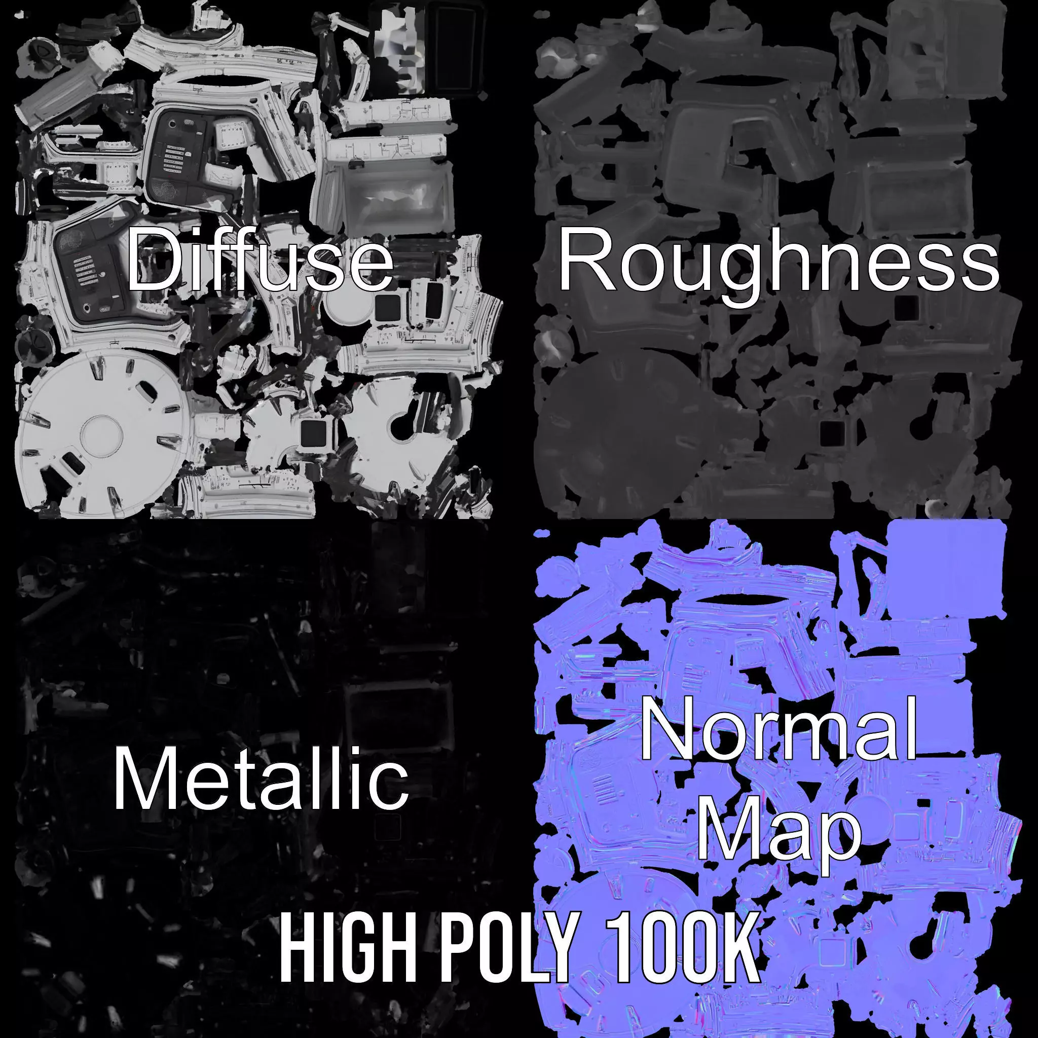 Futuristic Space Pod model pack Low-poly 3D model_4