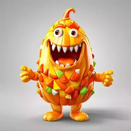 Candy Corn Pumpkin Monster Character