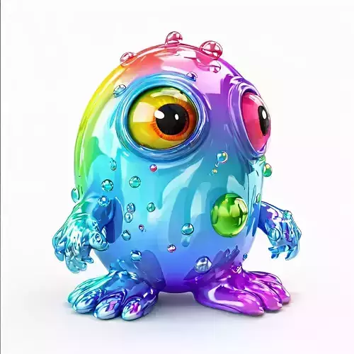 Cute Rainbow Slime Monster 3D Model