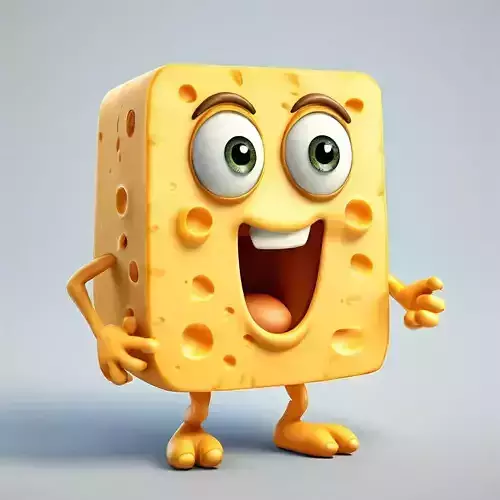 Happy Cartoon Cheese Character 3D Model Low-poly 3D model