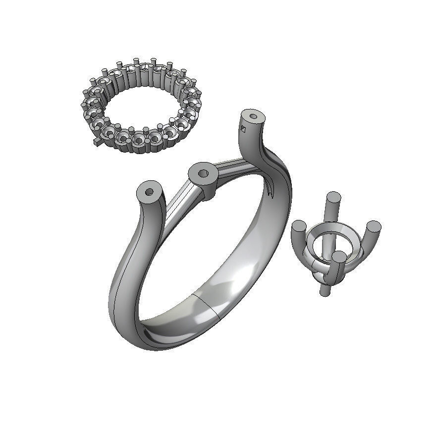 Engagement ring with round gemstone FS 002 Free 3D print model_2