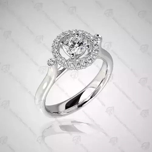 Engagement ring with round gemstone FS 002 Free 3D print model