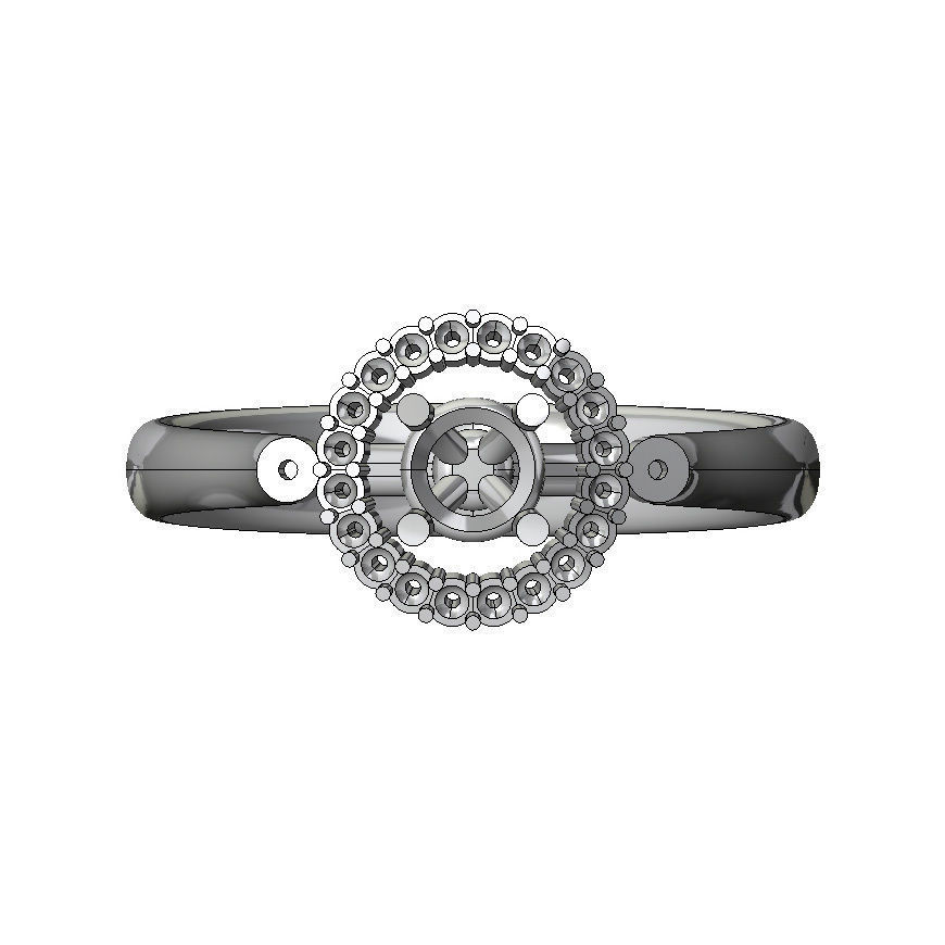 Engagement ring with round gemstone FS 002 Free 3D print model_4