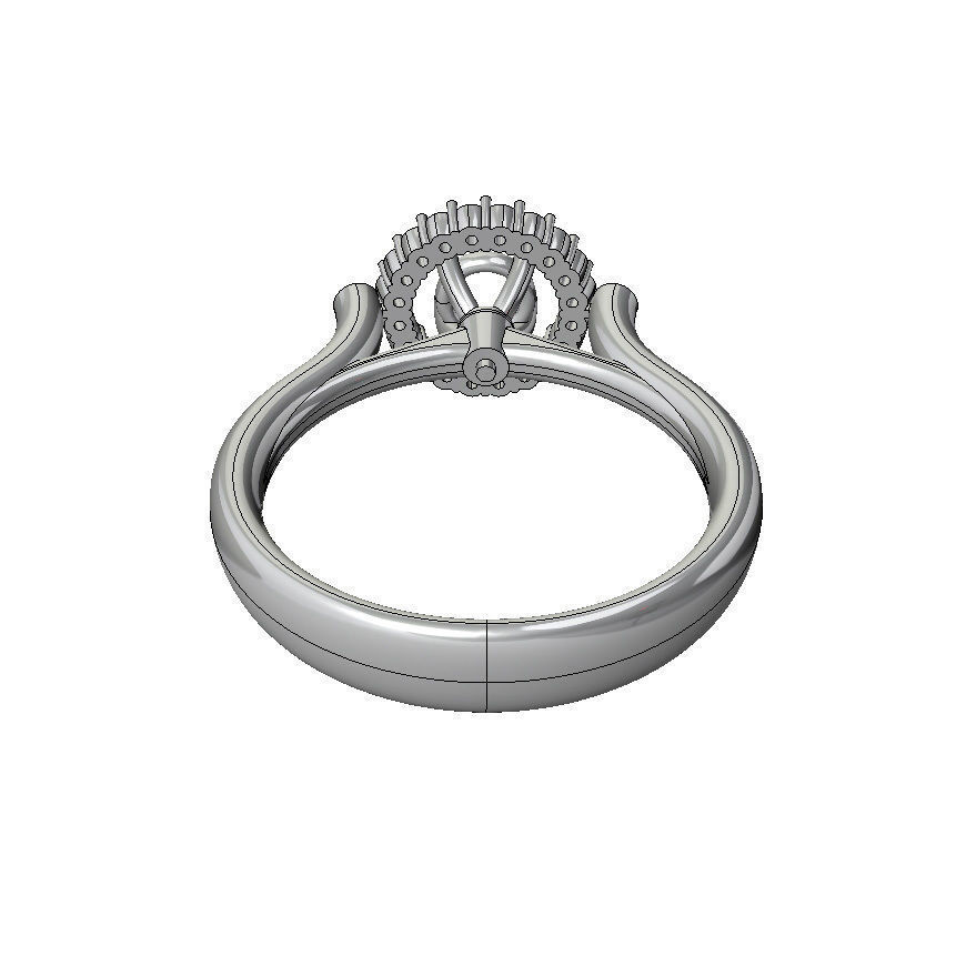 Engagement ring with round gemstone FS 002 Free 3D print model_5