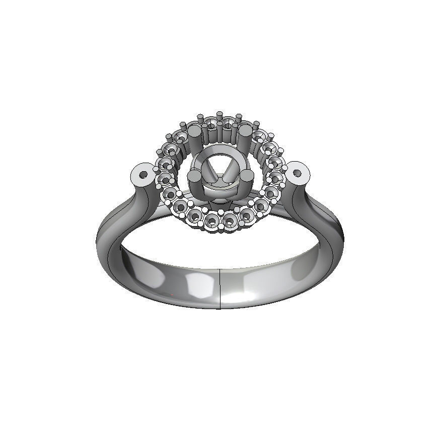 Engagement ring with round gemstone FS 002 Free 3D print model_3