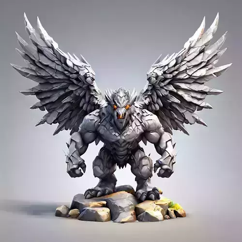 Stone Gryphon Monster Game Ready Low-poly 3D model