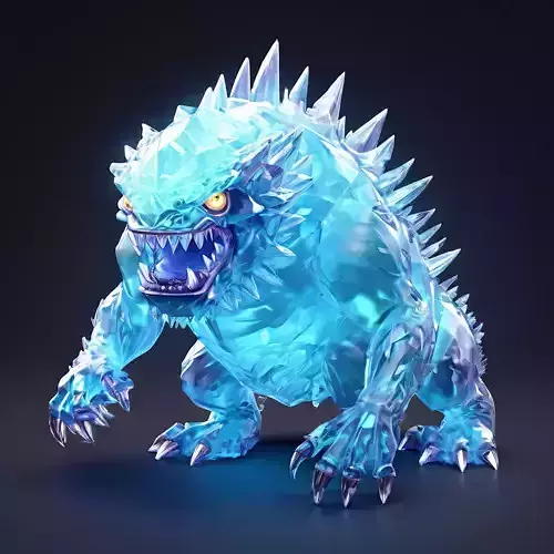 Stylized Ice Monster Game Asset Low-poly 3D model