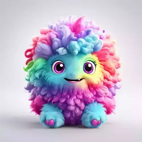Adorable Rainbow Furball Monster 3D Model Low-poly 3D model Adorable Rainbow Furball Monster 3D Model Low-poly 3D model
