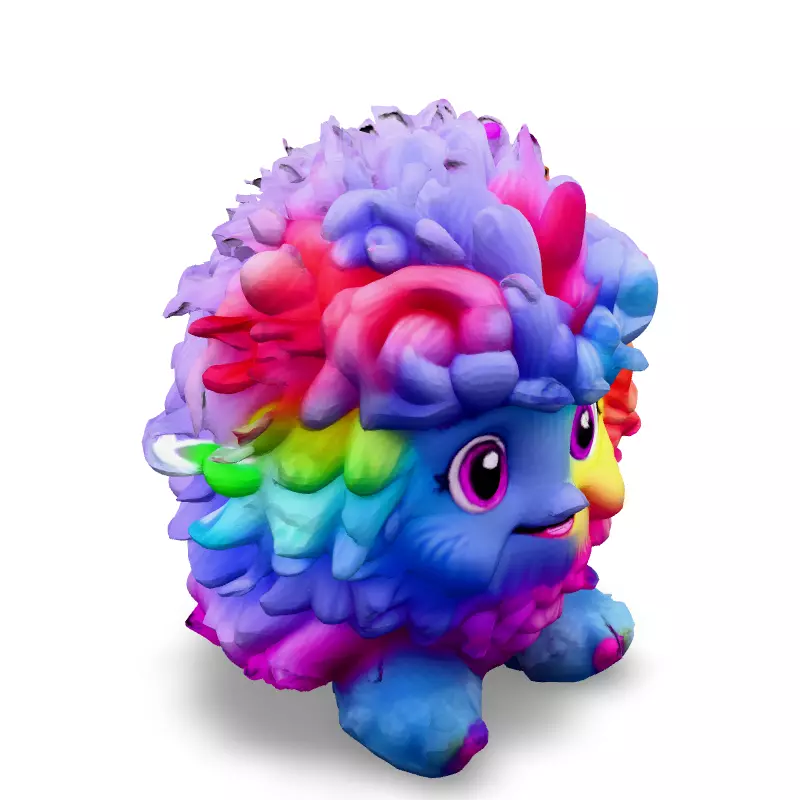 Adorable Rainbow Furball Monster 3D Model Low-poly 3D model_2