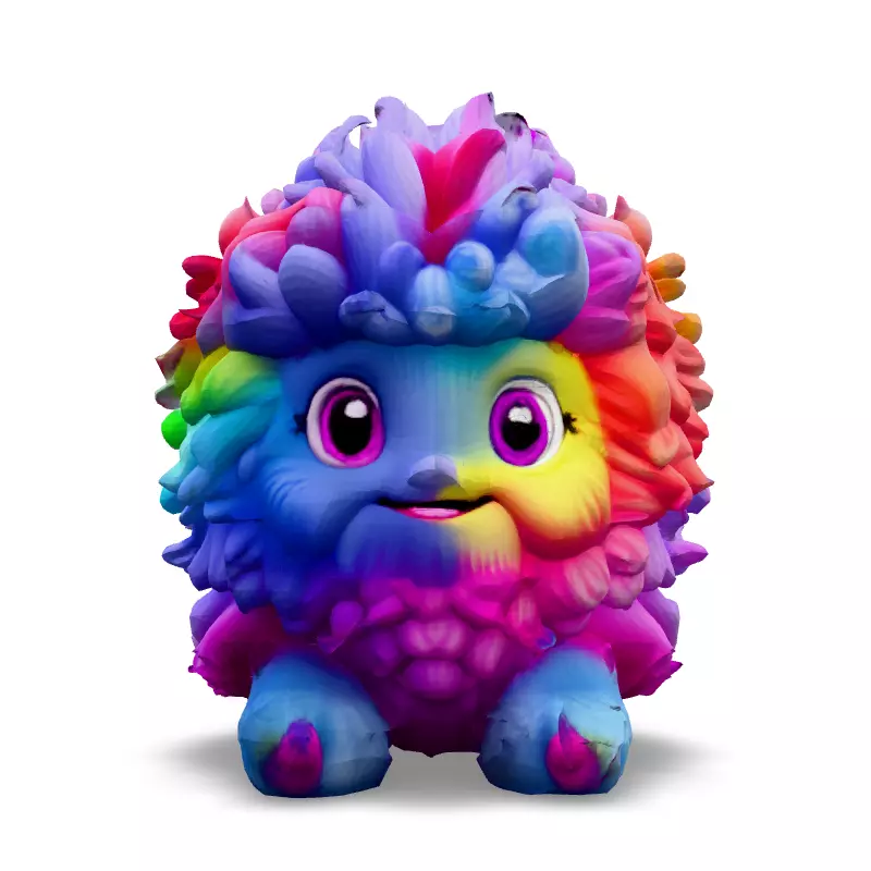 Adorable Rainbow Furball Monster 3D Model Low-poly 3D model_3