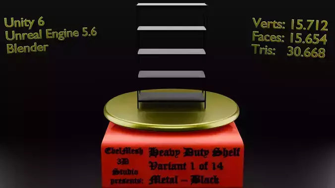 Heavy Duty Shelf - Variant 1 of 14 - Metal - Black Low-poly 3D model