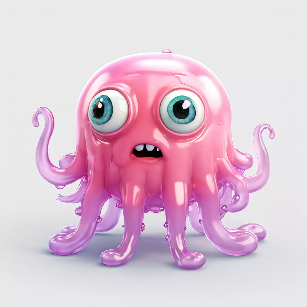 Cute Pink Jelly Monster 3D Model Low-poly 3D model_0