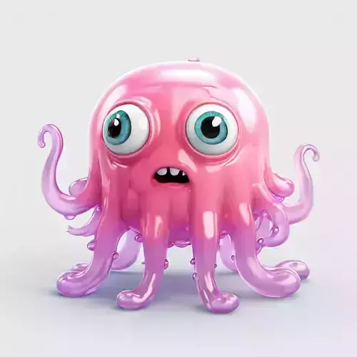 Cute Pink Jelly Monster 3D Model Low-poly 3D model