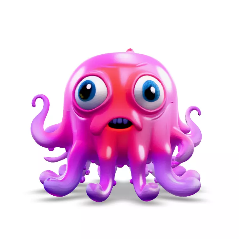 Cute Pink Jelly Monster 3D Model Low-poly 3D model_3