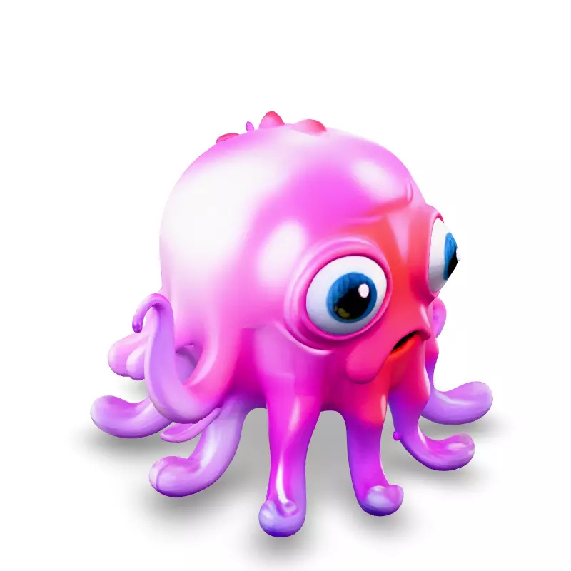 Cute Pink Jelly Monster 3D Model Low-poly 3D model_2