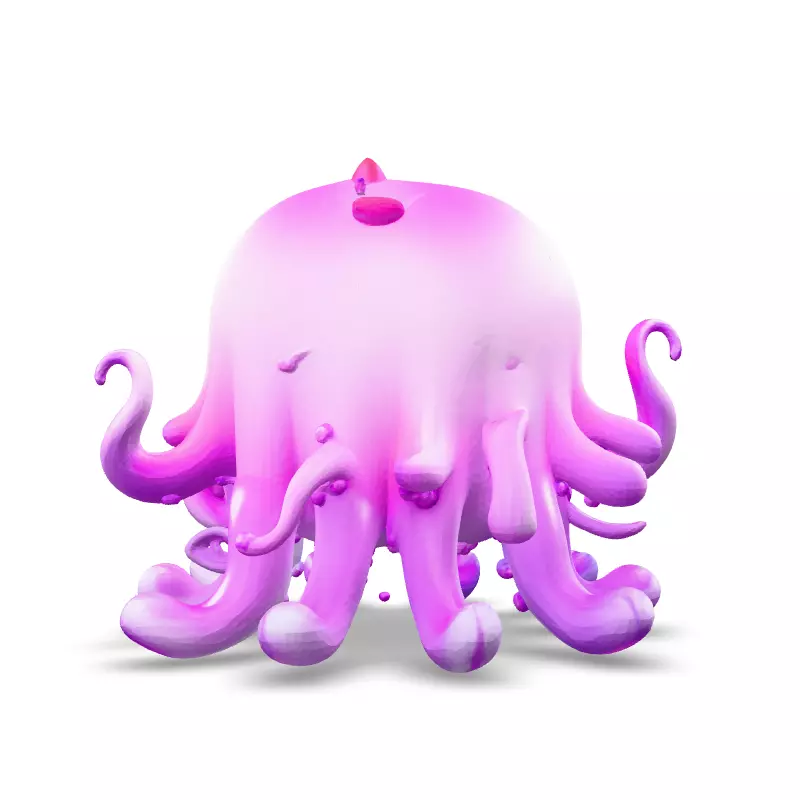Cute Pink Jelly Monster 3D Model Low-poly 3D model_6