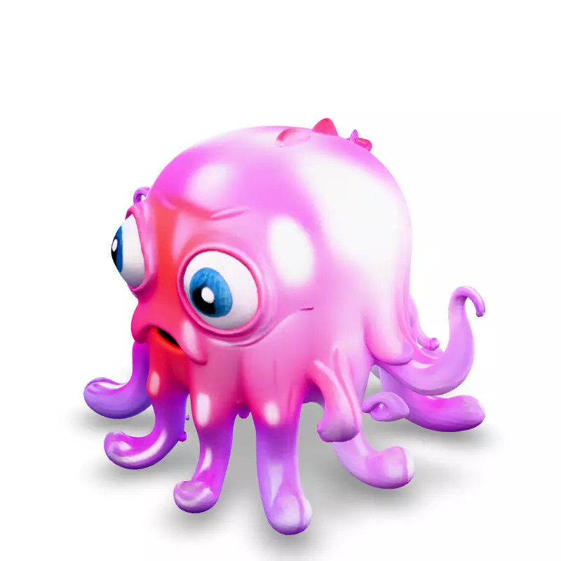 Cute Pink Jelly Monster 3D Model Low-poly 3D model_1