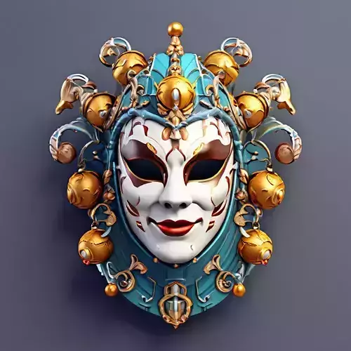 Elegant Venetian Carnival Mask 3D Model Low-poly 3D model