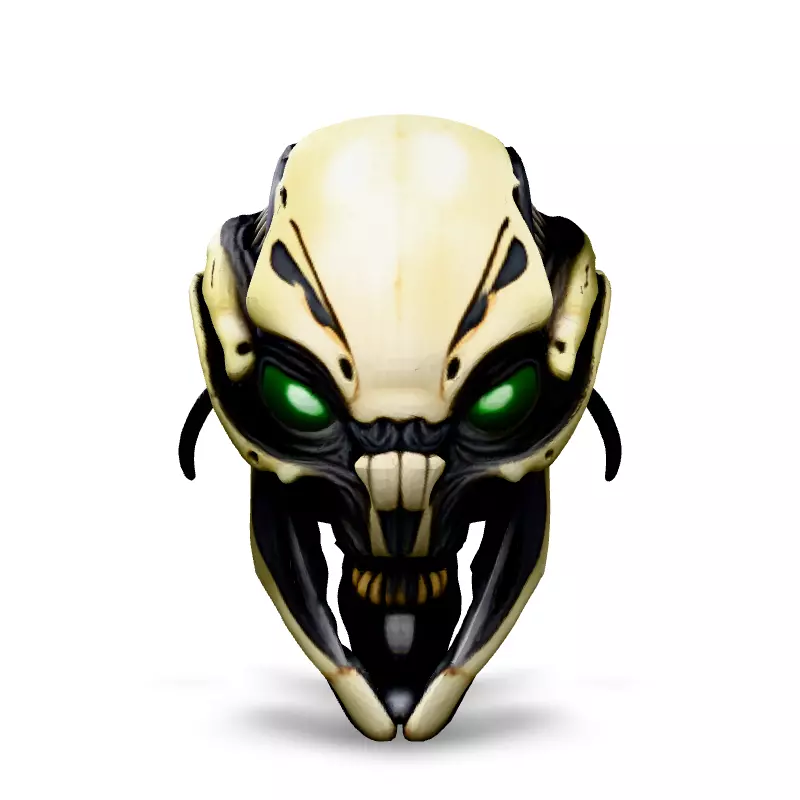 SciFi Alien Robot Head High Detail Low-poly 3D model_3