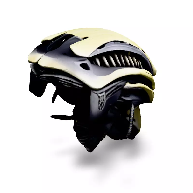 SciFi Alien Robot Head High Detail Low-poly 3D model_5