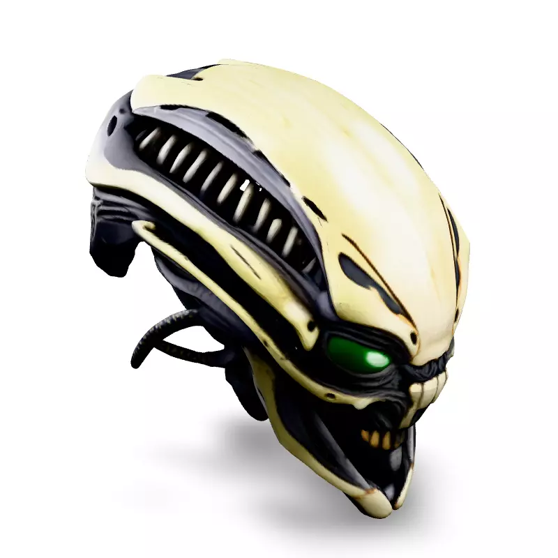 SciFi Alien Robot Head High Detail Low-poly 3D model_2