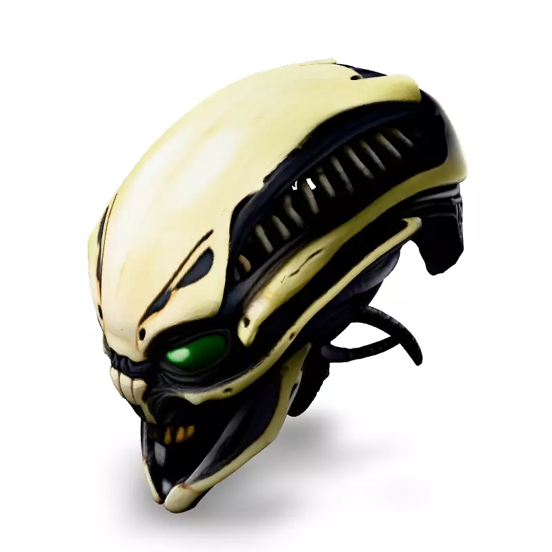 SciFi Alien Robot Head High Detail Low-poly 3D model_1
