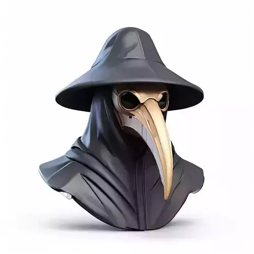 Plague Doctor Bust 3D Model Low-poly 3D model