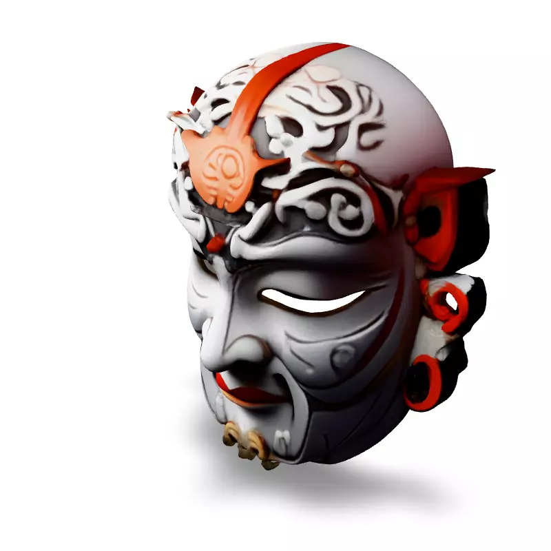 Intricate Chinese Opera Mask 3D Model Low-poly 3D model_1