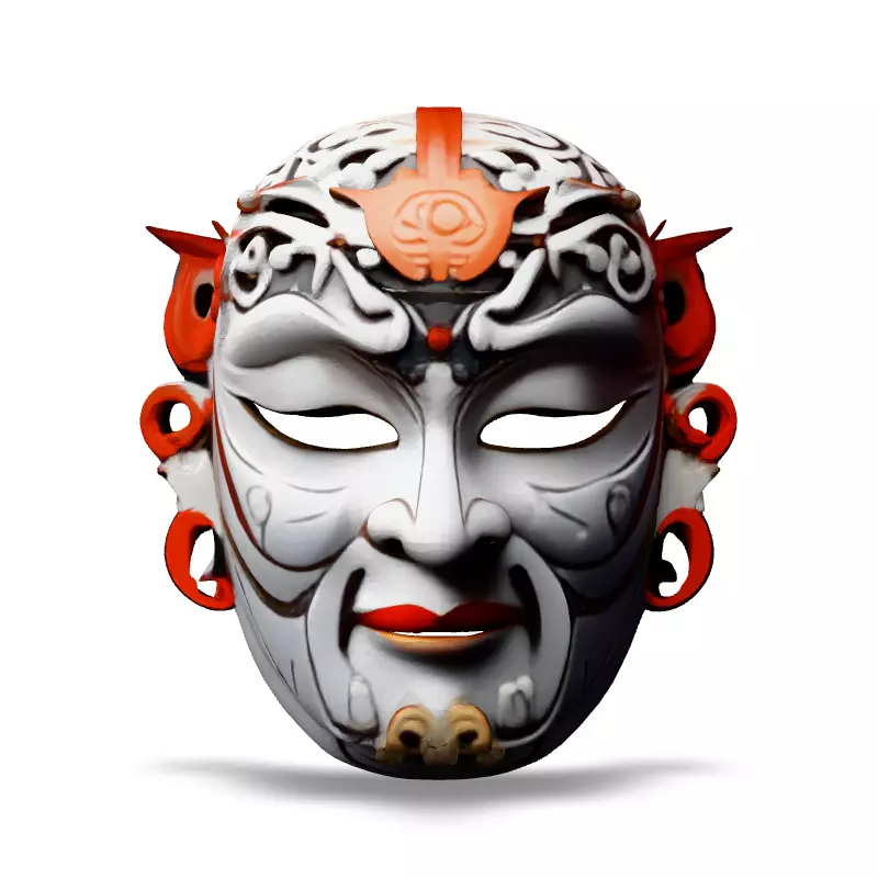 Intricate Chinese Opera Mask 3D Model Low-poly 3D model_3