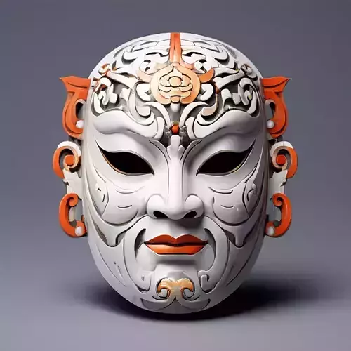 Intricate Chinese Opera Mask 3D Model Low-poly 3D model Intricate Chinese Opera Mask 3D Model Low-poly 3D model