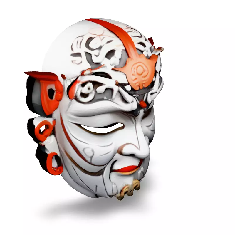 Intricate Chinese Opera Mask 3D Model Low-poly 3D model_2