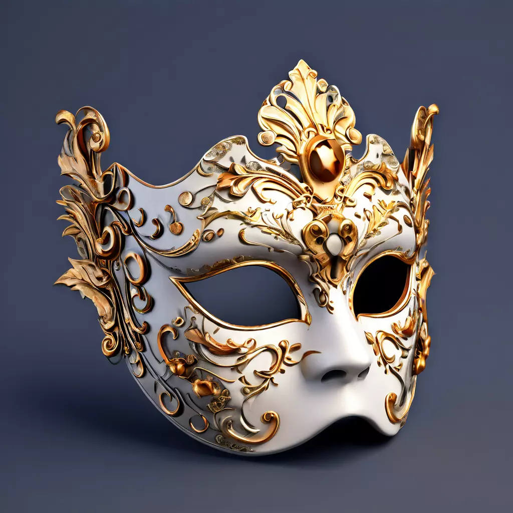 Elegant Venetian Carnival Mask 3D Model Low-poly 3D model_0